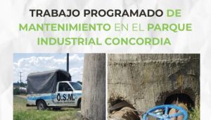 Trabajo programado de mantenimiento en el Parque Industrial Concordia